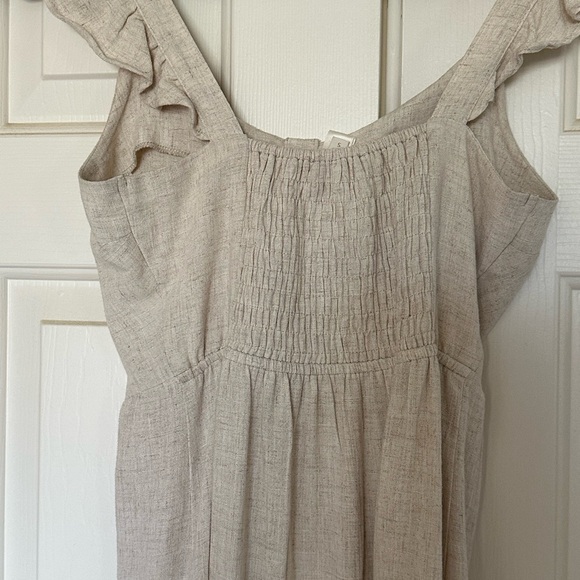 Oatmeal Linen Blend Sundress - Picture 3 of 4
